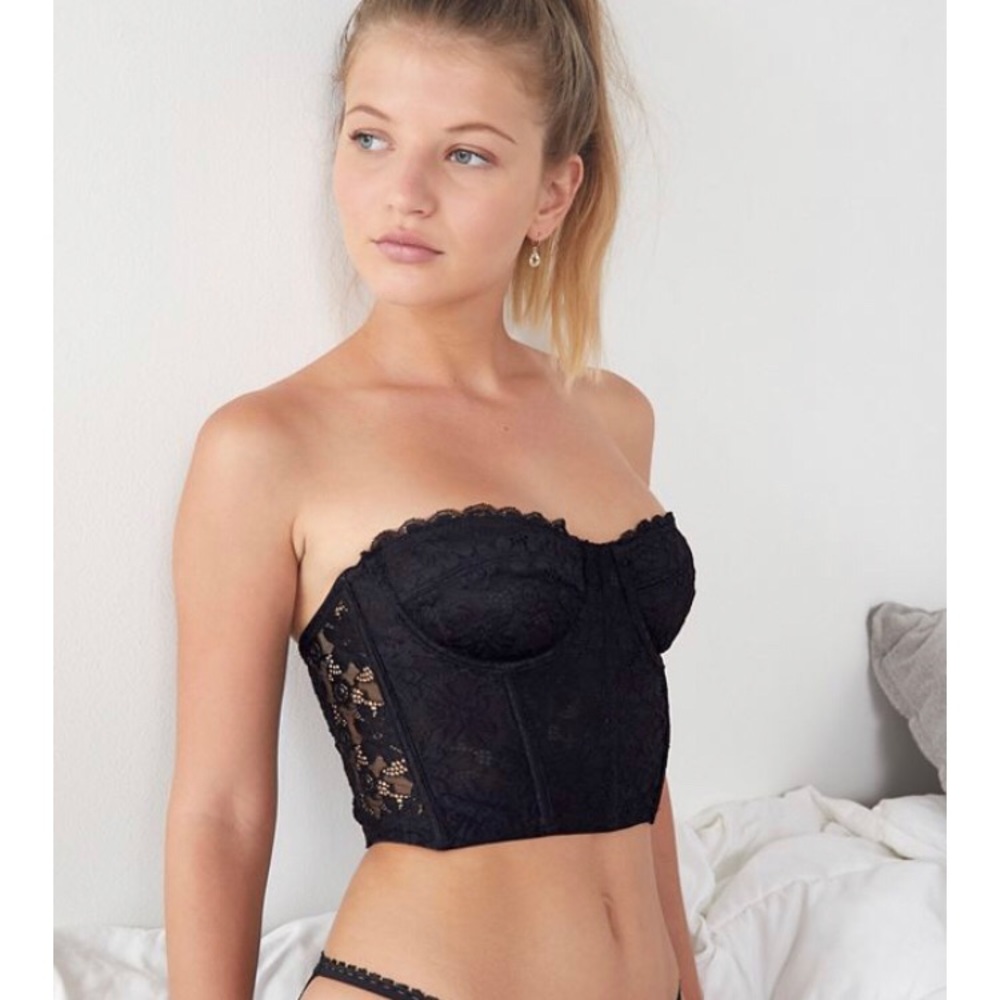 UO Black Lace Bustier Top